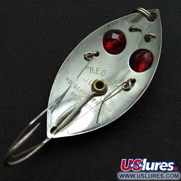 Vintage  Hofschneider Red Eye Junior Weedless, 1/2oz nickel/red eyes fishing spoon #19640