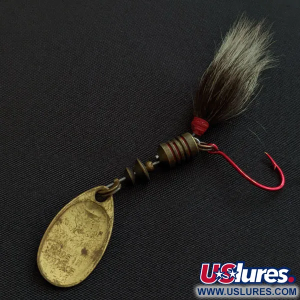 Vintage   Mepps AGLIA 1 dressed, 1/8oz brass spinning lure #19642