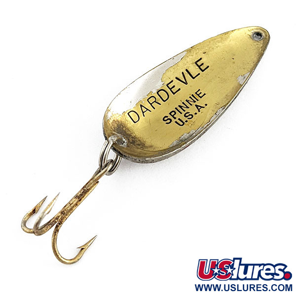 Vintage Eppinger Dardevle Spinnie, 1/3oz nickel/gold/red fishing spoon  #19677