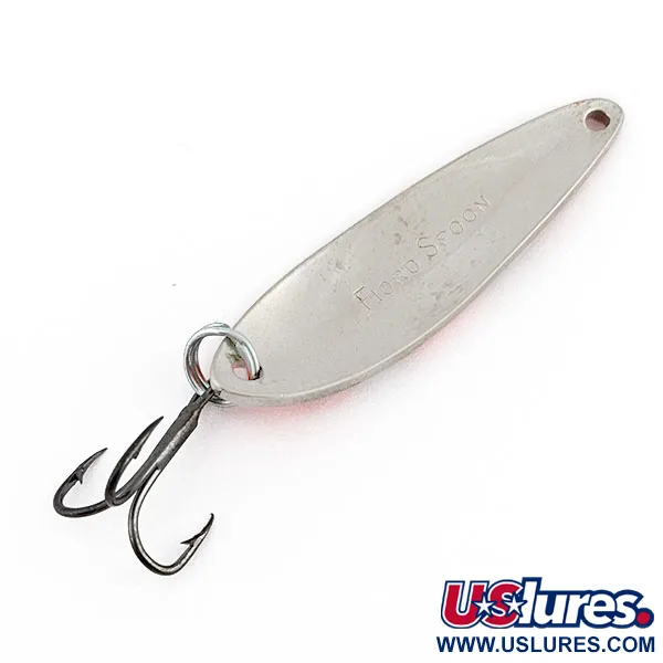Vintage Acme Fiord Spoon UV, 1/4oz nickel/red UV fishing spoon #19696