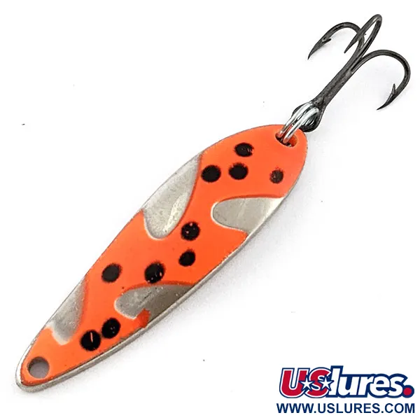 Vintage Acme Fiord Spoon UV, 1/4oz nickel/red UV fishing spoon #19696