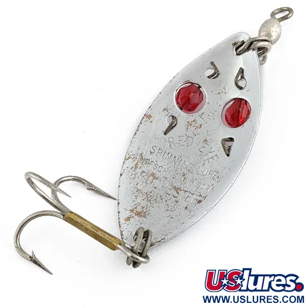Vintage Hofschneider Red Eye Junior, 1/4oz nickel/red eyes fishing spoon #19704