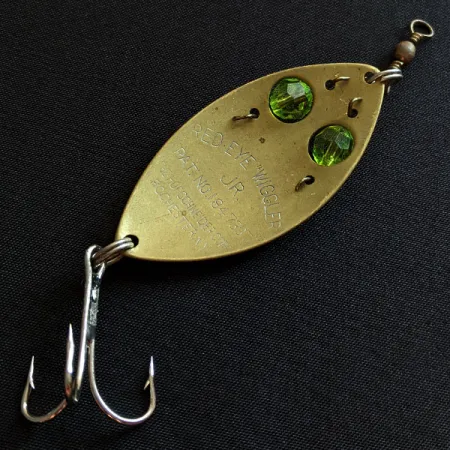 Vintage Hofschneider Red Eye Junior, 2/5oz brass/green fishing spoon #19706