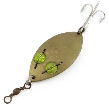 Vintage Hofschneider Red Eye Junior, 2/5oz brass/green fishing spoon #19706