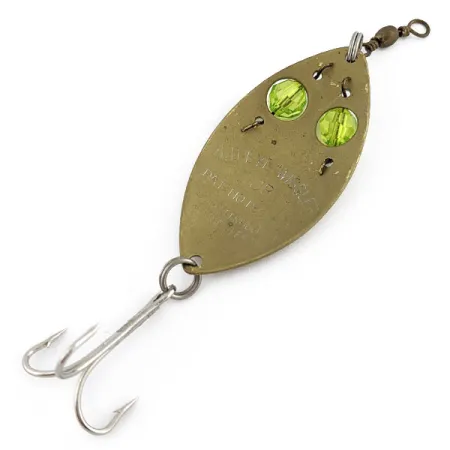 Vintage Hofschneider Red Eye Junior, 2/5oz brass/green fishing spoon #19706