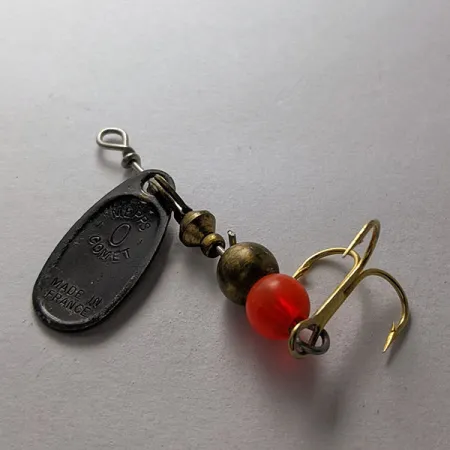 Vintage Mepps Black Fury 0, 3/32oz black/yellow spinning lure #19709