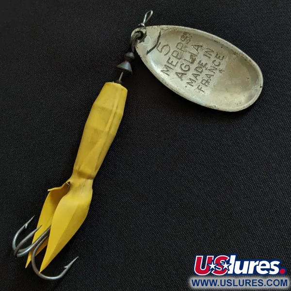 Vintage   Mepps Aglia 5 Flying C, 3/4oz nickel/blue spinning lure #19741