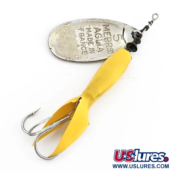 Vintage   Mepps Aglia 5 Flying C, 3/4oz nickel/blue spinning lure #19741