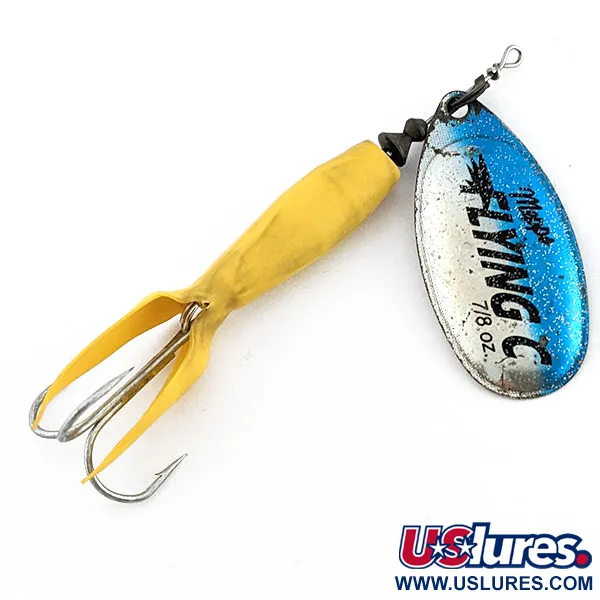 Vintage   Mepps Aglia 5 Flying C, 3/4oz nickel/blue spinning lure #19741