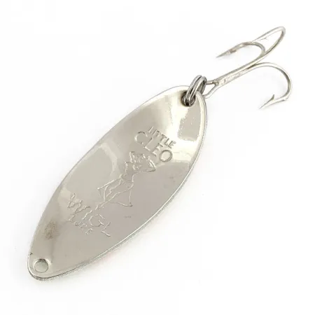 Vintage Seneca Little Cleo (Hula Girl) Glow, 1/2oz nickel/red/white Glow fishing spoon #19752