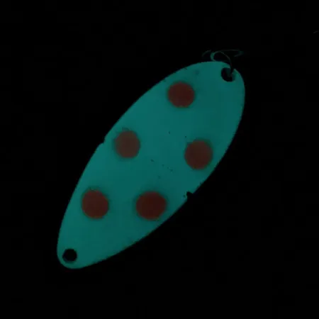 Vintage Seneca Little Cleo (Hula Girl) Glow, 1/2oz nickel/red/white Glow fishing spoon #19752