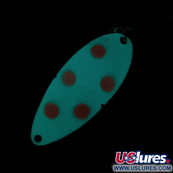 Vintage Seneca Little Cleo (Hula Girl) Glow, 1/2oz nickel/red/white Glow fishing spoon #19752