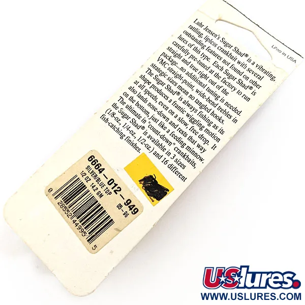 Luhr Jensen's Sugar Shad , 1/2oz Silver/Blue fishing lure #19774