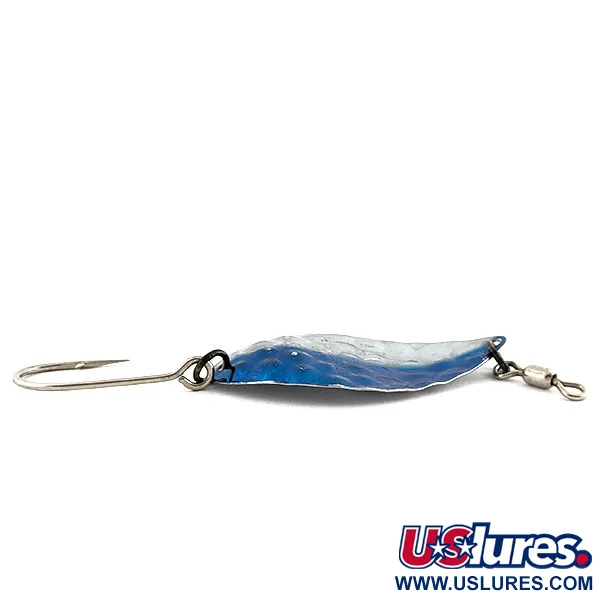 Vintage Luhr Jensen Manistee 4, 1/2oz nickel/blue fishing spoon #19778