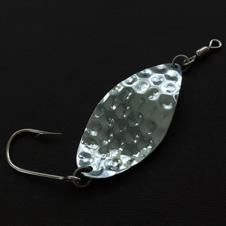 Vintage Luhr Jensen Manistee 4, 1/2oz nickel/blue fishing spoon #19778