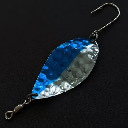 Vintage Luhr Jensen Manistee 4, 1/2oz nickel/blue fishing spoon #19778