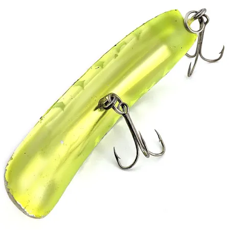 Vintage Yakima Bait FlatFish T55, 1oz сhartreuse UV fishing lure #19794