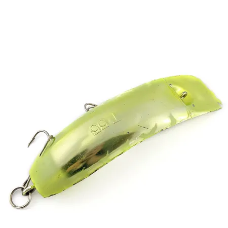 Vintage Yakima Bait FlatFish T55, 1oz сhartreuse UV fishing lure #19794