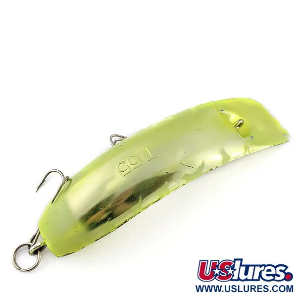 Vintage Yakima Bait FlatFish T55, 1oz сhartreuse UV fishing lure #19794