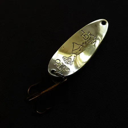 Vintage Seneca Little Cleo (Hula Girl) UV, 1/3oz nickel/yellow/blue/green UV fishing spoon #19799