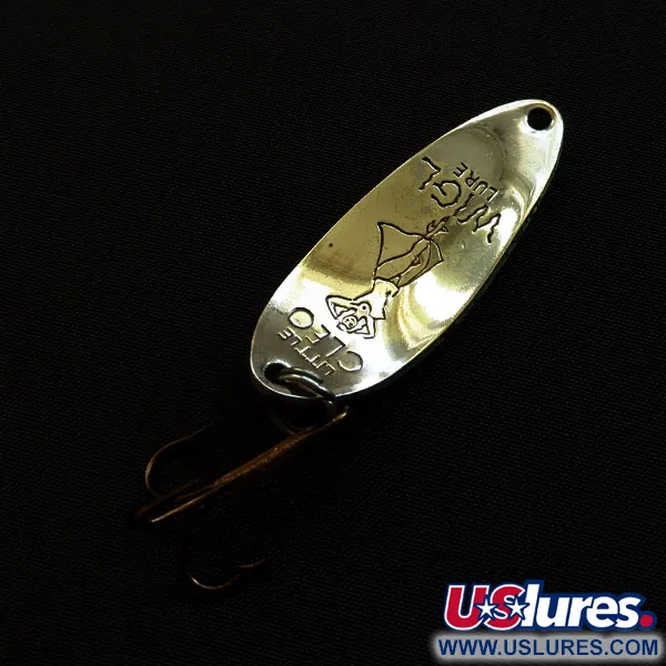 Vintage Seneca Little Cleo (Hula Girl) UV, 1/3oz nickel/yellow/blue/green UV fishing spoon #19799