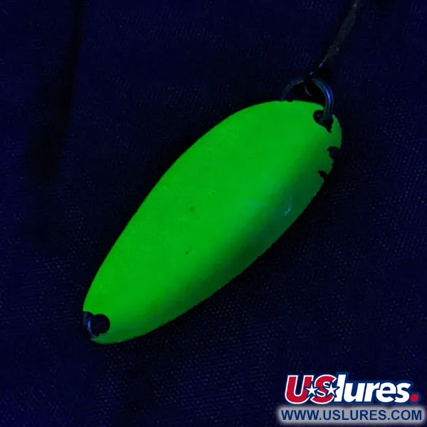 Vintage Seneca Little Cleo (Hula Girl) UV, 1/3oz nickel/yellow/blue/green UV fishing spoon #19799