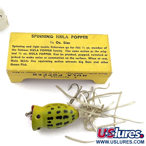   Vintage Fred Arbogast Hula Poppers Leopard Frog  (1960s), 1/4oz Leopard Frog  fishing lure #19804