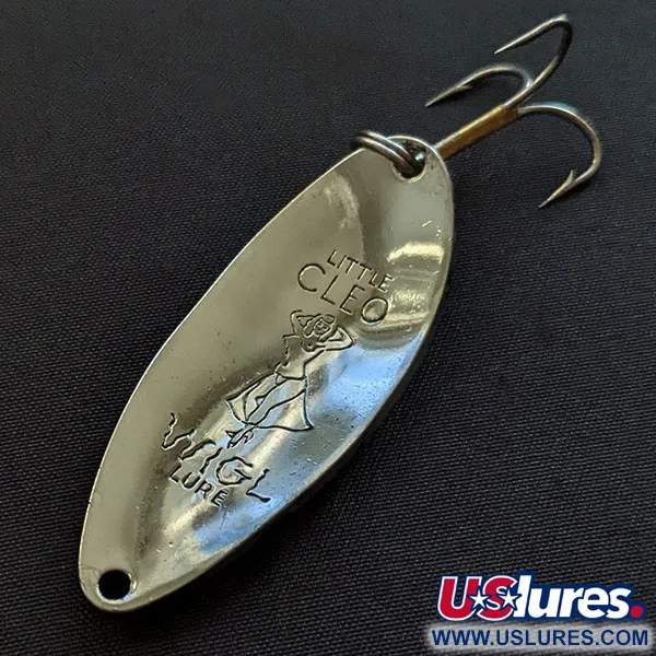 Vintage Seneca Little Cleo (Hula Girl), 1/2oz nickel/blue fishing spoon #19808