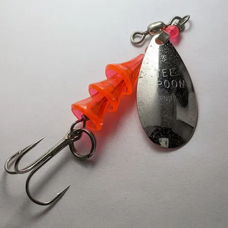 Vintage  Luhr Jensen Tee Spoon #3, 1/4oz nickel/red spinning lure #19817