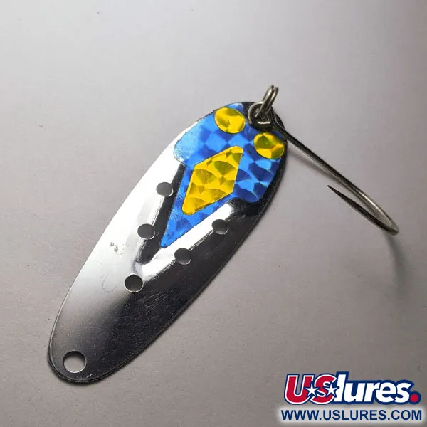 Vintage   Heddon Sculpin, 3/16oz nickel/blue/yellow fishing spoon #19828