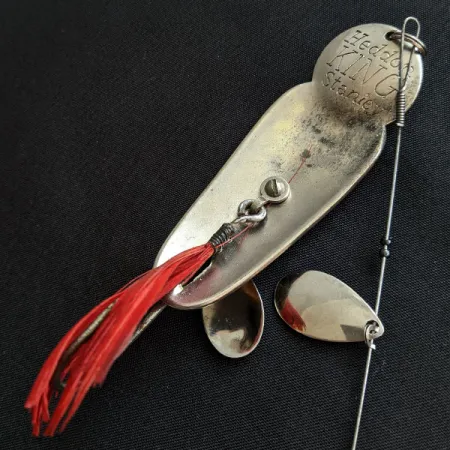 Vintage Heddon King Stanley, 3/4oz nickel/red fishing spoon #19842
