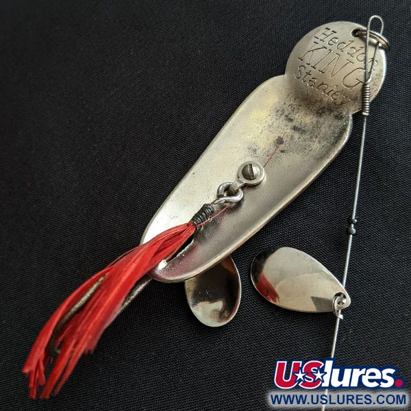 Vintage   Heddon King Stanley, 3/4oz nickel/red fishing spoon #19842