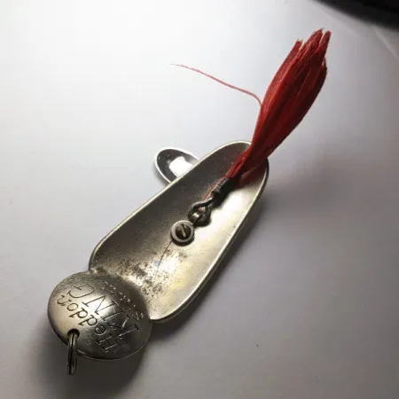 Vintage Heddon King Stanley, 3/4oz nickel/red fishing spoon #19842