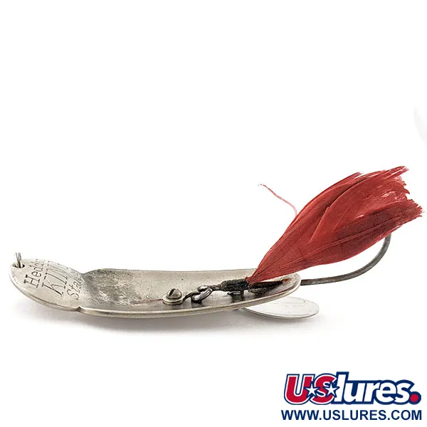 Vintage   Heddon King Stanley, 3/4oz nickel/red fishing spoon #19842
