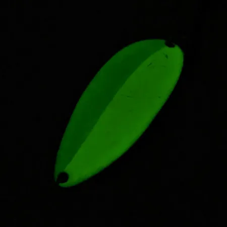 Vintage Seneca Little Cleo (Hula Girl), 1/2oz white/green/nickel Glow fishing spoon #19870