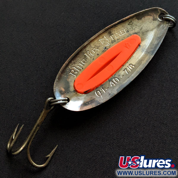 Vintage   Blue Fox Pixee, 3/4oz brass/pink fishing spoon #19893