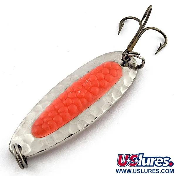 Vintage   Blue Fox Pixee, 1/4oz nickel/pink UV fishing spoon #19894