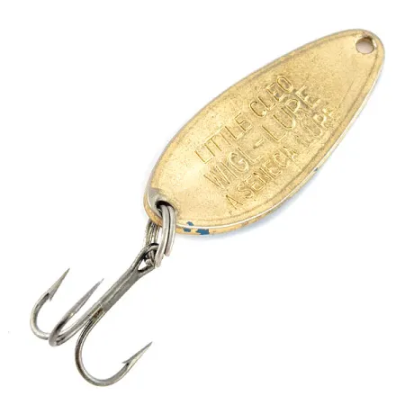 Vintage Seneca Little Cleo, 1/4oz gold/blue fishing spoon #19901