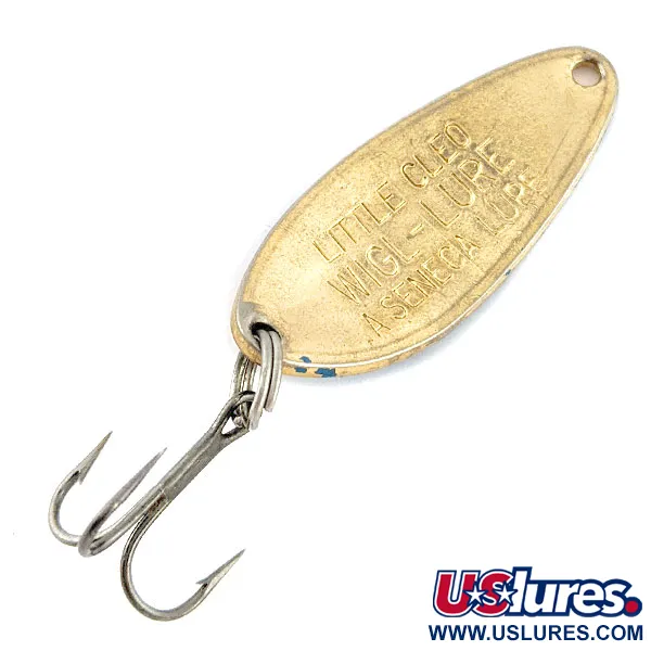 Vintage Seneca Little Cleo, 1/4oz gold/blue fishing spoon #19901