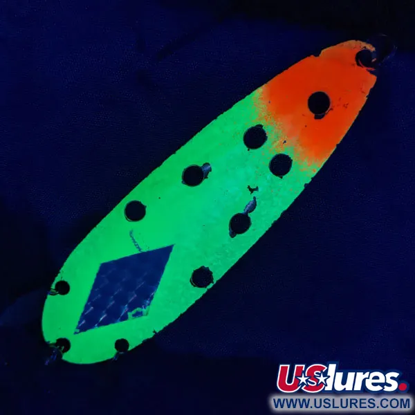 Vintage   Heddon Sculpin, 2/3oz yellow UV Glow fishing spoon #19902