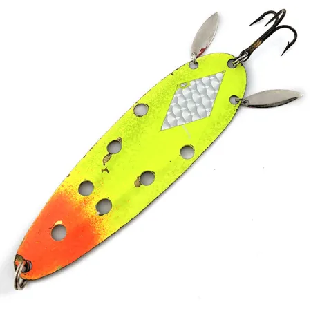 Vintage Heddon Sculpin, 2/3oz yellow UV Glow fishing spoon #19902