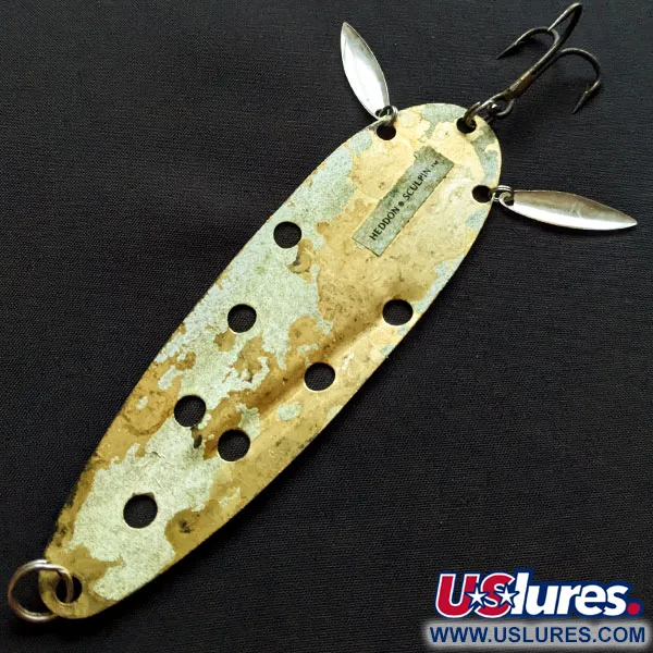 Vintage   Heddon Sculpin, 2/3oz yellow UV Glow fishing spoon #19902