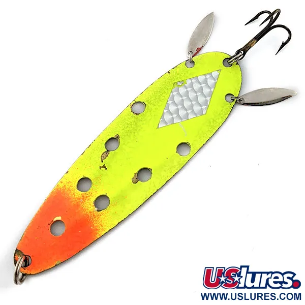 Vintage   Heddon Sculpin, 2/3oz yellow UV Glow fishing spoon #19902