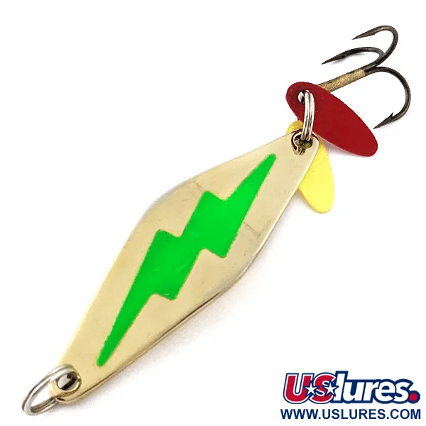 Vintage Bay de Noc Do-Jigger #3, 1/3oz gold/green fishing spoon #19904