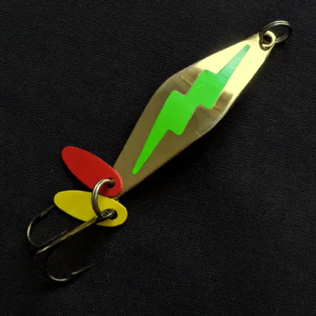 Vintage Bay de Noc Do-Jigger #3, 1/3oz gold/green fishing spoon #19904