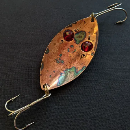 Vintage Hofschneider Red Eye Wiggler, 1oz copper/red eyes fishing spoon #19923
