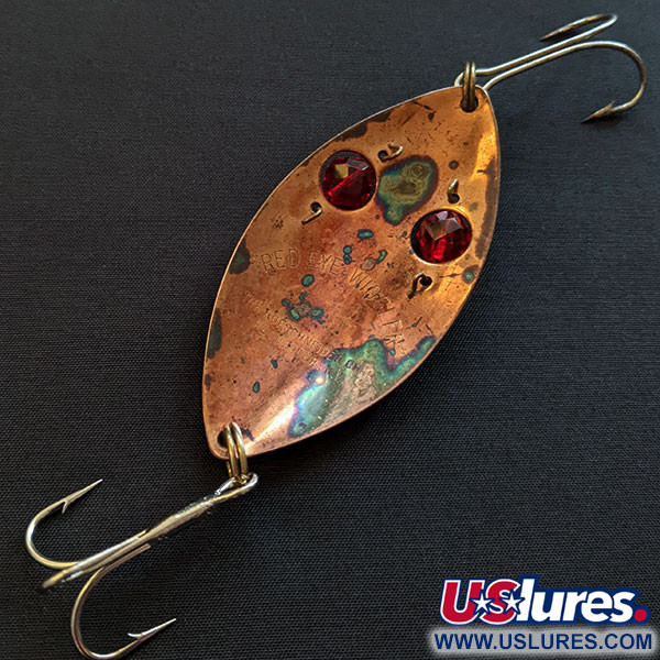 Vintage  Hofschneider Red Eye Wiggler, 1oz copper/red eyes fishing spoon #19923