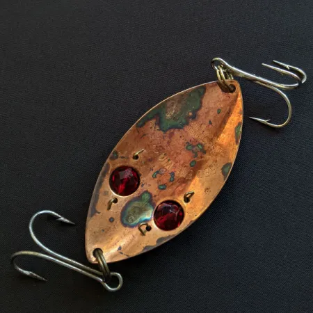 Vintage Hofschneider Red Eye Wiggler, 1oz copper/red eyes fishing spoon #19923