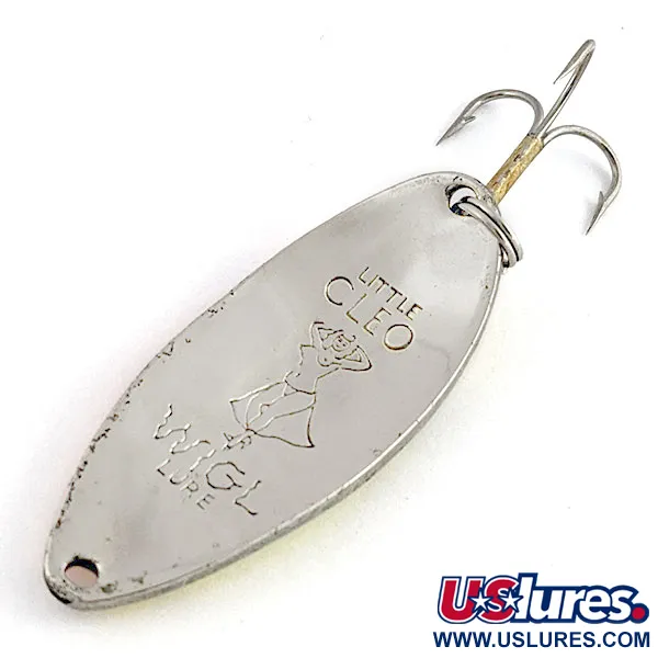 Vintage Seneca Little Cleo (Hula Girl) UV, 2/3oz nickel/yellow/orange UV fishing spoon #19928