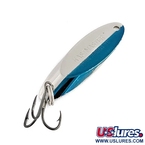 Vintage Acme Kastmaster, 1/4oz nickel/blue fishing spoon #19933